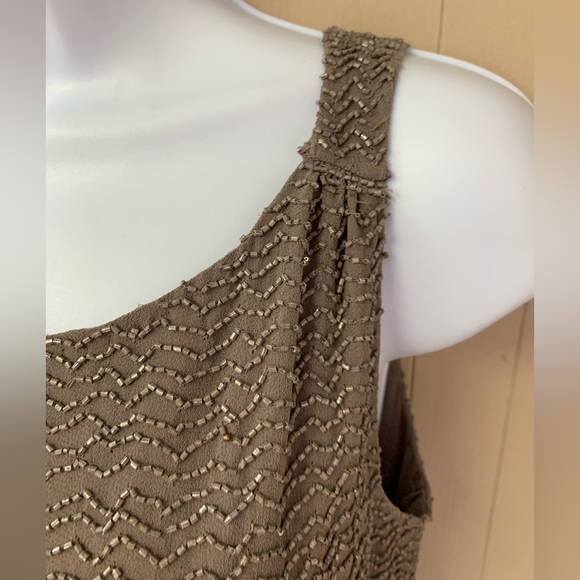 Reiss Beaded Dress Dark Taupe Size 2 - Picture 3 of 8